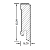 Sockelleiste 16x60 mm, Profil#631 (FU AH10-Ahorn)